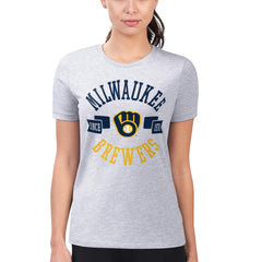 Milwaukee Brewers G-III 4Her by Carl Banks Women's Super-Slim Fit Lightweight City Graphic T-Shirt - Heather Gray