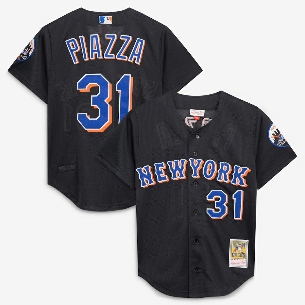 Mike Piazza New York Mets Cooperstown Collection 2000 Batting Practice Jersey - Black | Mitchell & Ness