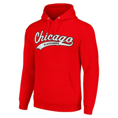 Chicago Blackhawks Starter Tailsweep Fleece Tri-Blend Pullover Hoodie Red