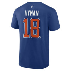 Zach Hyman Edmonton Oilers Fanatics Authentic Stack Name & Number T-Shirt Blue