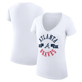 Atlanta Braves G-III 4Her by Carl Banks Women's Super-Slim Fit Lightweight City Graphic V-Neck T-Shirt - White