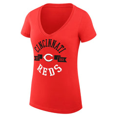 Cincinnati Reds G-III 4Her by Carl Banks Women's Super-Slim Fit Lightweight City Graphic V-Neck T-Shirt - Red
