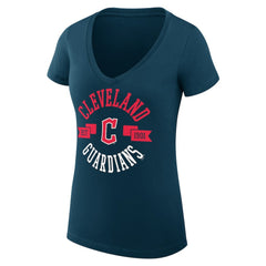 Cleveland Guardians G-III 4Her by Carl Banks Women's Super-Slim Fit Lightweight City Graphic V-Neck T-Shirt - Navy