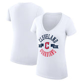 Cleveland Guardians G-III 4Her by Carl Banks Women's Super-Slim Fit Lightweight City Graphic V-Neck T-Shirt - White