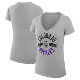 Colorado Rockies G-III 4Her by Carl Banks Women's Super-Slim Fit Lightweight City Graphic V-Neck T-Shirt - Heather Gray