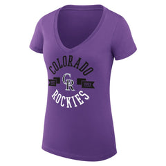 Colorado Rockies G-III 4Her by Carl Banks Women's Super-Slim Fit Lightweight City Graphic V-Neck T-Shirt - Purple