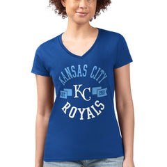 Kansas City Royals G-III 4Her by Carl Banks Women's Super-Slim Fit Lightweight City Graphic V-Neck T-Shirt - Royal