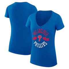 Philadelphia Phillies G-III 4Her by Carl Banks Women's Super-Slim Fit Lightweight City Graphic V-Neck T-Shirt - Royal