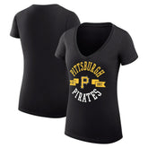 Pittsburgh Pirates G-III 4Her by Carl Banks Women's Super-Slim Fit Lightweight City Graphic V-Neck T-Shirt - Black