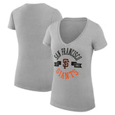 San Francisco Giants G-III 4Her by Carl Banks Women's Super-Slim Fit Lightweight City Graphic V-Neck T-Shirt - Heather Gray