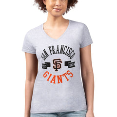San Francisco Giants G-III 4Her by Carl Banks Women's Super-Slim Fit Lightweight City Graphic V-Neck T-Shirt - Heather Gray