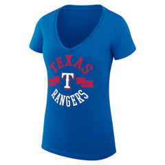 Texas Rangers G-III 4Her by Carl Banks Women's Super-Slim Fit Lightweight City Graphic V-Neck T-Shirt - Royal