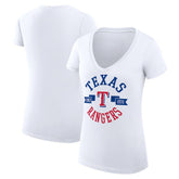 Texas Rangers G-III 4Her by Carl Banks Women's Super-Slim Fit Lightweight City Graphic V-Neck T-Shirt - White