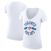 Toronto Blue Jays G-III 4Her by Carl Banks Women's Super-Slim Fit Lightweight City Graphic V-Neck T-Shirt - White
