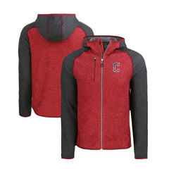 Cleveland Guardians Cutter & Buck Stars & Stripes Mainsail Sweater-Knit Full-Zip Hoodie - Heather Red/Heather Charcoal