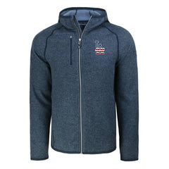 Los Angeles Dodgers Cutter & Buck Stars & Stripes Mainsail Sweater-Knit Full-Zip Hoodie - Heather Navy