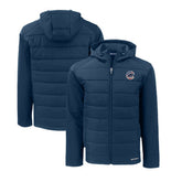 Chicago Cubs Cutter & Buck Stars & Stripes Big & Tall Evoke Hybrid Eco Softshell Recycled Full-Zip Hoodie Jacket - Navy