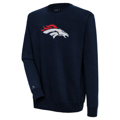 Denver Broncos Antigua Victory Crewneck Pullover Sweatshirt - Navy sale