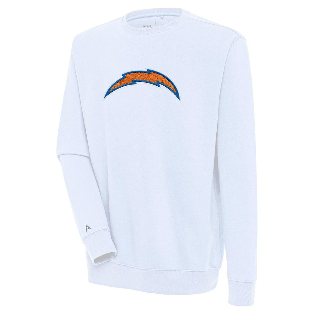 Los Angeles Chargers Antigua Victory Crewneck Pullover Sweatshirt - White cheap