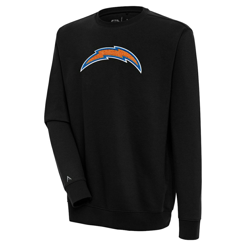 Los Angeles Chargers Antigua Victory Crewneck Pullover Sweatshirt - Black for sale