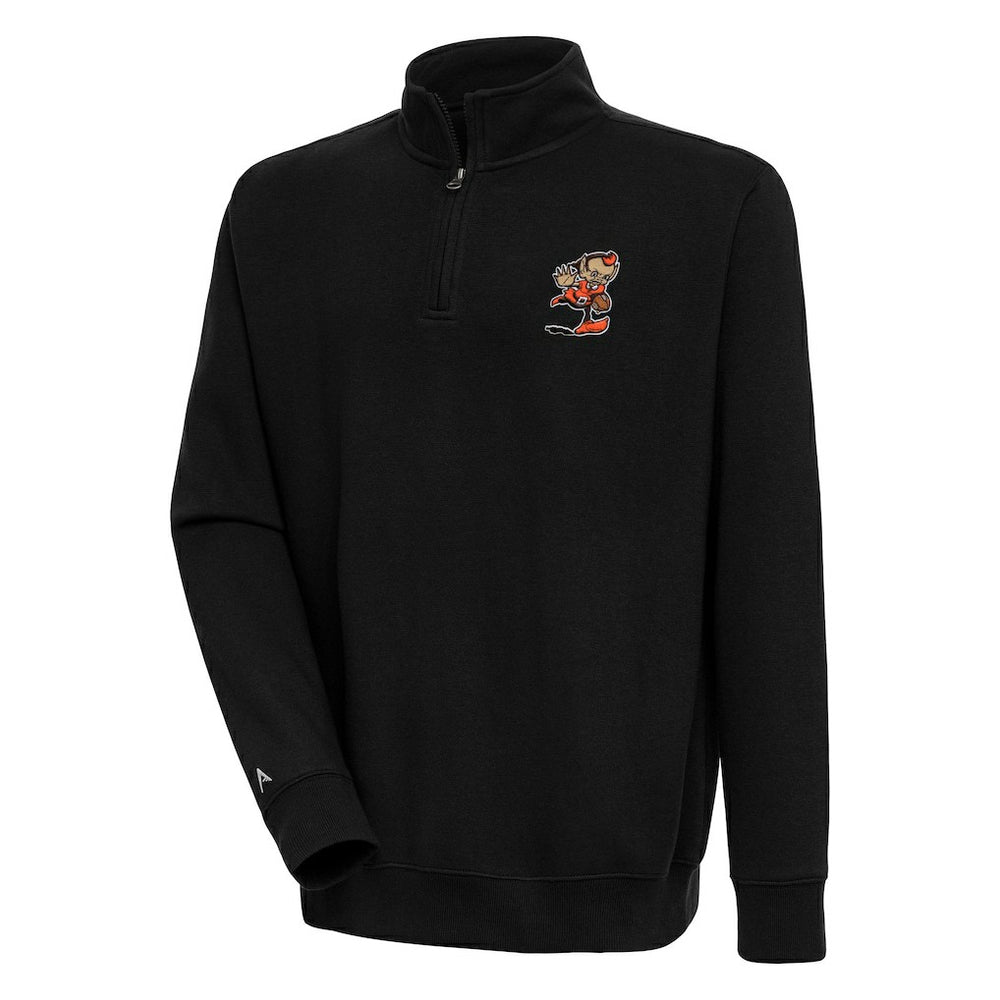 Cleveland Browns Adult Throwback Logo Victory Quarter-Zip Pullover Top - Black discount
