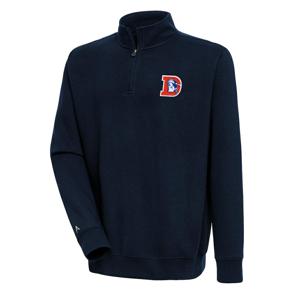 Denver Broncos Adult Throwback Logo Victory Quarter-Zip Pullover Top - Navy online