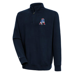 New England Patriots Adult Throwback Logo Victory Quarter-Zip Pullover Top - Navy for sale