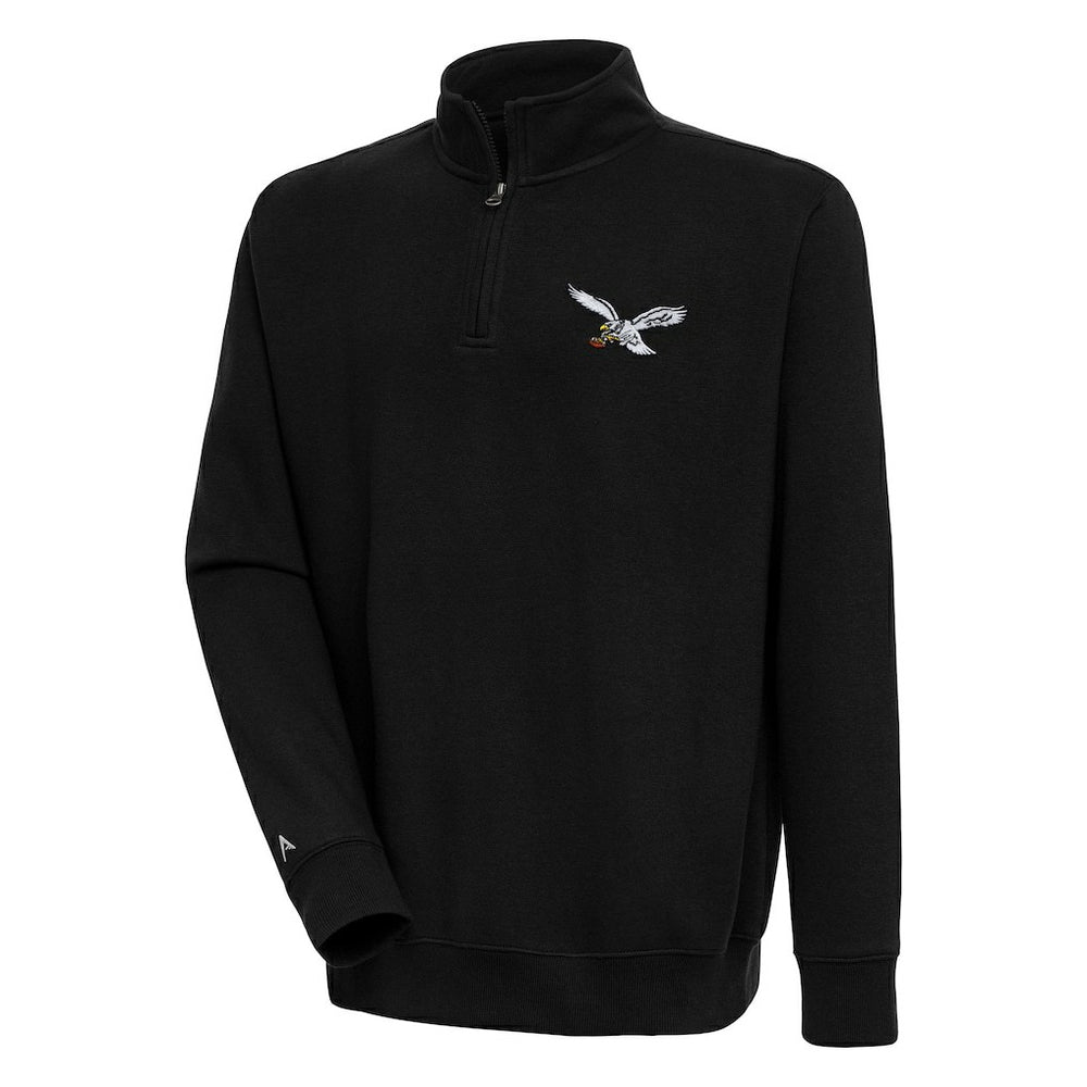 Philadelphia Eagles Adult Throwback Logo Victory Quarter-Zip Pullover Top - Black discount