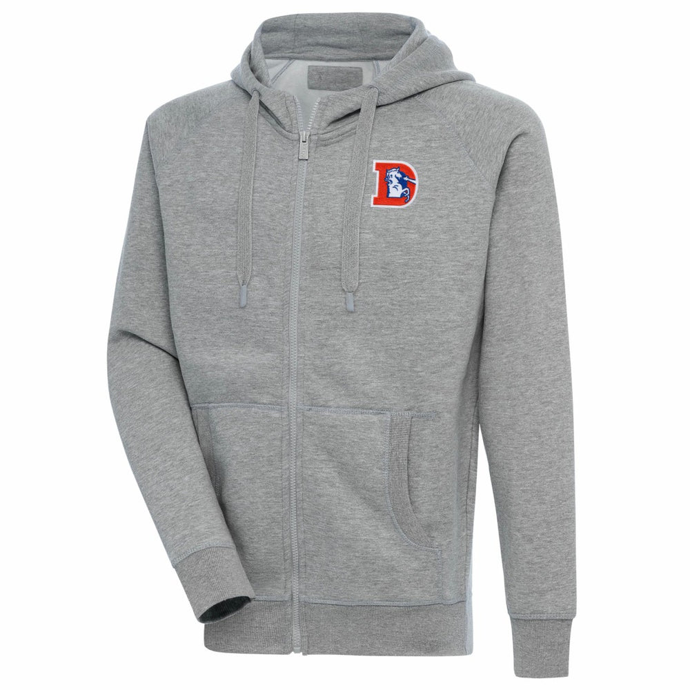 Denver Broncos Adult Throwback Logo Victory Full-Zip Hoodie - Heather Gray on sale