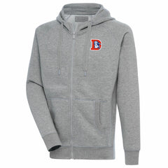 Denver Broncos Adult Throwback Logo Victory Full-Zip Hoodie - Heather Gray on sale