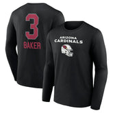 Budda Baker Arizona Cardinals Team Wordmark Player Name & Number Long Sleeve T-Shirt - Black cheap