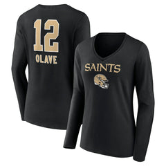 Chris Olave New Orleans Saints Women's Team Wordmark Player Name & Number Long Sleeve V-Neck T-Shirt - Black on sale
