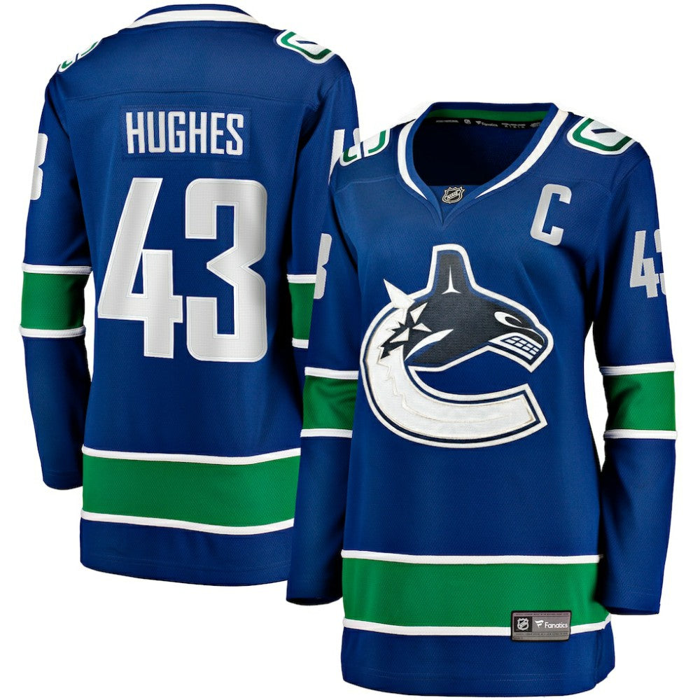 Quinn Hughes Vancouver Canucks Fanatics Women's Home Breakaway Player Jersey Blue