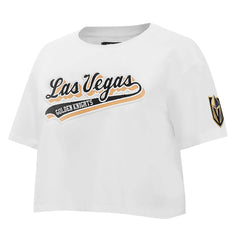 Vegas Golden Knights Pro Standard Women's Boxy Script Tail Cropped T-Shirt White
