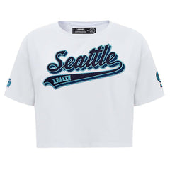 Seattle Kraken Pro Standard Women's Boxy Script Tail Cropped T-Shirt White