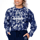 Dallas Cowboys Certo Women's Cropped Long Sleeve T-Shirt - Navy discount