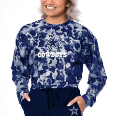 Dallas Cowboys Certo Women's Cropped Long Sleeve T-Shirt - Navy discount
