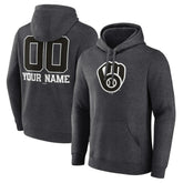 Milwaukee Brewers Personalized Monochrome Name & Number Pullover Hoodie - Charcoal