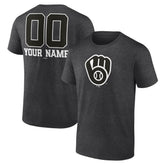 Milwaukee Brewers Personalized Monochrome Name & Number T-Shirt - Charcoal