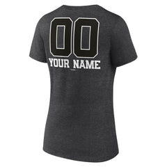 Milwaukee Brewers Women's Personalized Monochrome Name & Number V-Neck T-Shirt - Charcoal