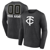 Minnesota Twins Personalized Monochrome Name & Number Long Sleeve T-Shirt - Charcoal