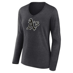 Athletics Women's Personalized Monochrome Name & Number Long Sleeve V-Neck T-Shirt - Charcoal