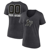 Athletics Women's Personalized Monochrome Name & Number V-Neck T-Shirt - Charcoal