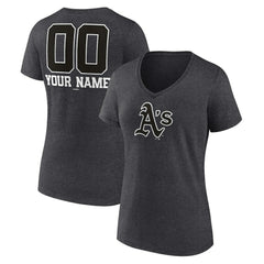 Athletics Women's Personalized Monochrome Name & Number V-Neck T-Shirt - Charcoal