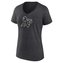Athletics Women's Personalized Monochrome Name & Number V-Neck T-Shirt - Charcoal