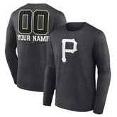 Pittsburgh Pirates Personalized Monochrome Name & Number Long Sleeve T-Shirt - Charcoal