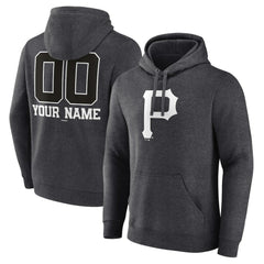 Pittsburgh Pirates Personalized Monochrome Name & Number Pullover Hoodie - Charcoal