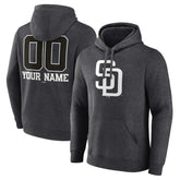San Diego Padres Personalized Monochrome Name & Number Pullover Hoodie - Charcoal