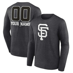 San Francisco Giants Personalized Monochrome Name & Number Long Sleeve T-Shirt - Charcoal