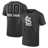 St. Louis Cardinals Personalized Monochrome Name & Number T-Shirt - Charcoal